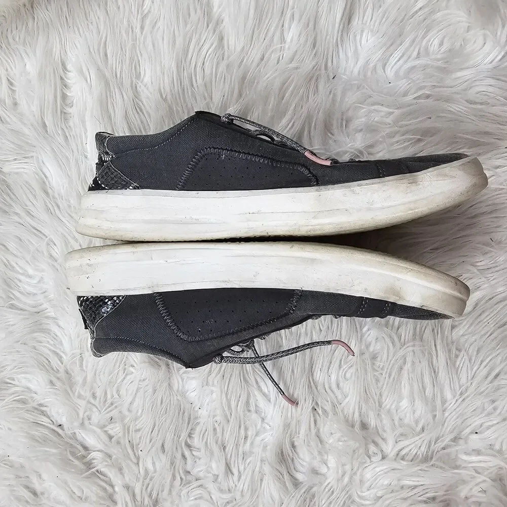 Hey Dude Karina Women's Casual Sneakers Size 9 Jet Black Snake Print